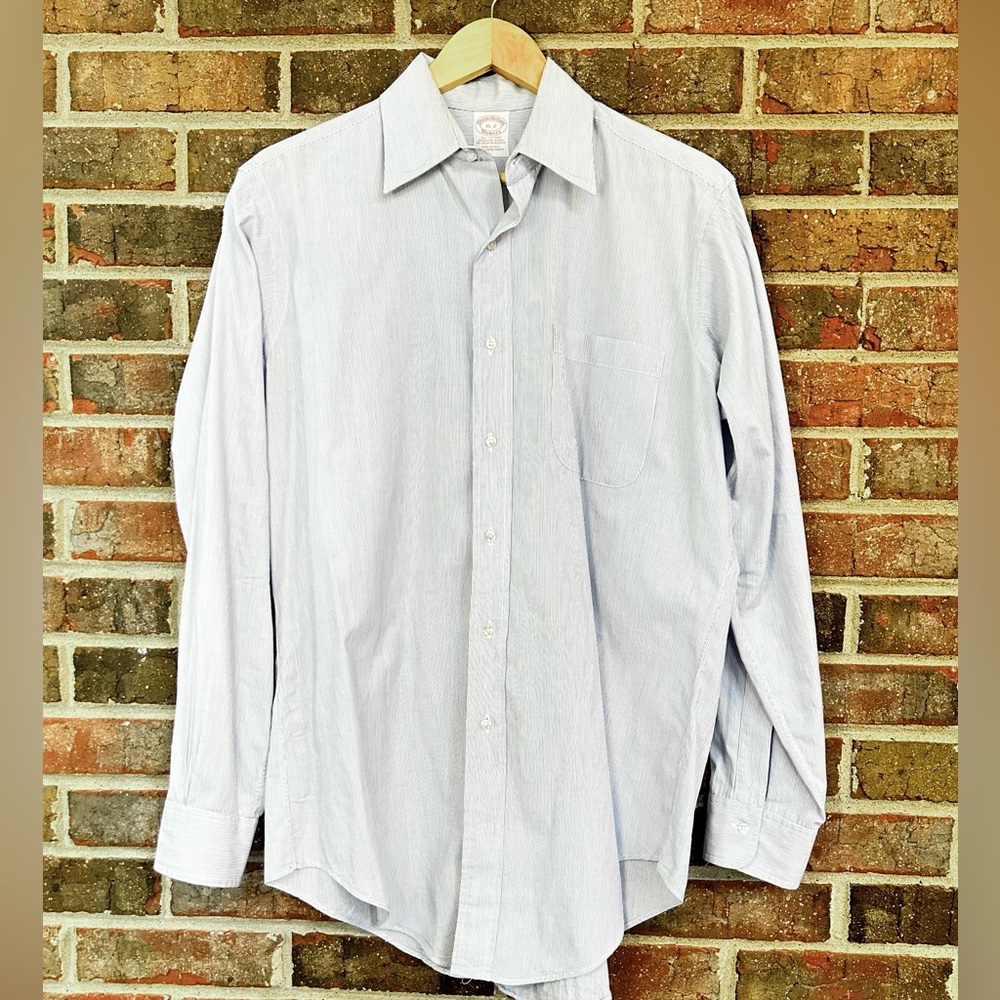 Men’s 15-2 Light Blue Striped Brooks Brother’s shirt